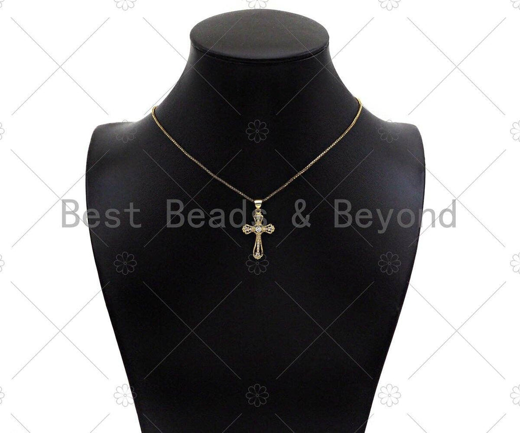 CZ Micro Pave Cross Shape Pendan,18K Dainty Gold Charm, Necklace Bracelet Charm Pendant,16x25mm,Sku#JL34