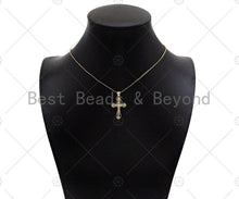 Load image into Gallery viewer, CZ Micro Pave Cross Shape Pendan,18K Dainty Gold Charm, Necklace Bracelet Charm Pendant,16x25mm,Sku#JL34