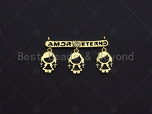 Load image into Gallery viewer, 18K Shiny Gold Friends Connector Pendant, Fridends Necklace pendant, Girl Charm, Personalized Charm, Pave pendant, 18x30mm, sku#LK15