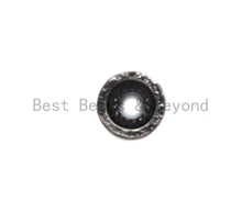 Load image into Gallery viewer, Black CZ Pave On Black Hourglass Spacer Beads, Big Large Hole beads , Cubic Zirconia Drum Barrel Space Beads, 10x8mm, SKU#C90