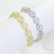 Load image into Gallery viewer, Big Oval CZ Gold Silver Bracelet, Sku#A189