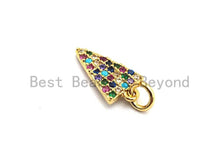 Load image into Gallery viewer, CZ Colorful Micro Pave Triangle Pendant, Triangle Shaped Pave Pendant, Gold plated, 8x14mm, Sku#F755