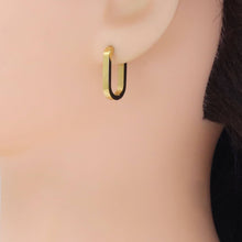 Load image into Gallery viewer, Gold Oval Zero Geometry Huggie Earrings, Sku#A257