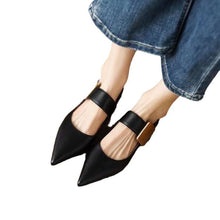 Load image into Gallery viewer, Women's Metallic Buckle Colorblock Chunky Heel Pumps – Slip-On Block Heel Shoes