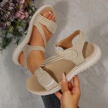 Load image into Gallery viewer, Women's Platform Beach Sandals – Velcro Closure, Rubber Sole | Black, Off-White, Navy Blue
