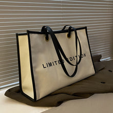 Load image into Gallery viewer, Women's Large Canvas Tote Bag – Stylish PU &amp; Canvas Shoulder Bag with Zipper Pocket
