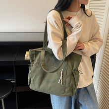 Load image into Gallery viewer, Women's Corduroy Tote Bag – Casual Everyday Shoulder Bag with Double Straps