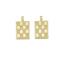 Load image into Gallery viewer, Gold Checkboard Rectangle Charm, Sku#F1516
