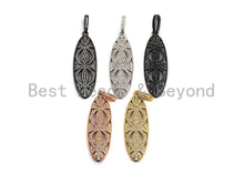 Load image into Gallery viewer, CZ Micro Pave Hollow Out  Long Oval Shaped Pendant/Charm, Cubic Zirconia Pendant Charm,15x46mm,sku#F913