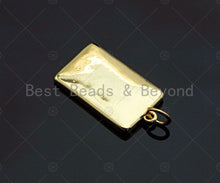 Load image into Gallery viewer, CZ Micro Pave Dog Cross On Rectangle Shape Pendant, Gold Plated, Necklace Bracelet Charm Pendant, 16x25mm,sku#F1239
