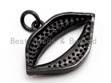 Load image into Gallery viewer, Black CZ Pave On Black Micro Pave Lip Charm Beads, CZ Pave Lip Charm 15x21mm, sku#F387