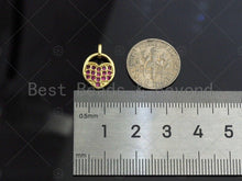 Load image into Gallery viewer, CZ Micro Pave Fuchsia Heart Lock Charm, Fuchsia CZ Heart Charm, Lock Pave Pendant, Gold Lock, 11x15mm, Sku#LK79