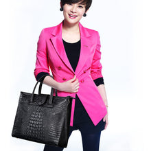 Load image into Gallery viewer, Women's Large Capacity Genuine Leather Tote Bag – Crocodile Pattern Business Shoulder Bag