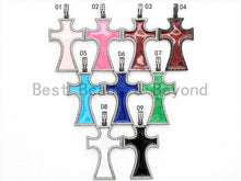 Load image into Gallery viewer, NEW DESIGN Pave CZ Enamel Colorful Oil Drop Cross Pendant, E