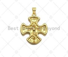 Load image into Gallery viewer, 18K Dainty Gold Jesus On Cross Clover Shape Pendant/Charm, Jesus Carm,Necklace Bracelet Charm Pendant,23x27mm, Sku#LK224
