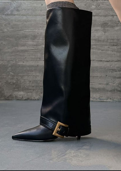 Women's Pointed-Toe High-Heel Boots – Slimming Tapered Leg | Matte Black, Glossy Black, Angora Red