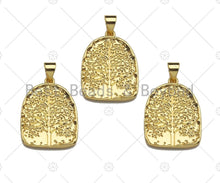 Load image into Gallery viewer, Dainty Gold Silver Life Tree Charms, Dainty Medallion Charms, Gold Silver Pendant, Medallion Necklace Charms, 17x23mm, Sku#L333
