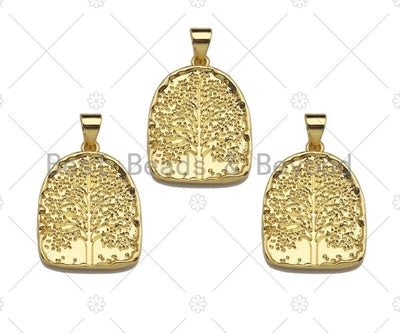 Dainty Gold Silver Life Tree Charms, Dainty Medallion Charms, Gold Silver Pendant, Medallion Necklace Charms, 17x23mm, Sku#L333