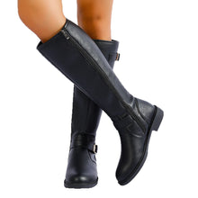 Load image into Gallery viewer, Women's Mid-Heel Straight-Leg Boots | PU Leather Side Zipper Square Heel – Sarah Express