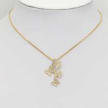 Load image into Gallery viewer, Gold Clear CZ Four Butterflies Charm, Sku#LD425
