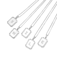 Load image into Gallery viewer, Silver Initial Tag Letter Charm, CZ A - Z Alphabet Letter, SKU#ML75