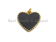 Load image into Gallery viewer, Red Black White Enamel Heart Pendant with Gold Finish, Z403