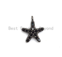 Load image into Gallery viewer, Micro Pave Black CZ Pave On Black Starfish Charm Beads, Starfish Charm, Black color beads, 9x10mm, sku#B100