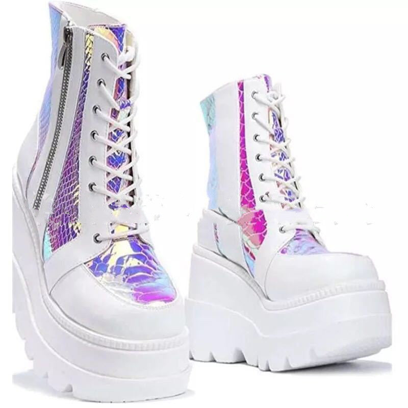 Women's Platform Boots | Genuine Leather Lace-Up Zipper Mid-Calf Winter Boots