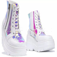 Load image into Gallery viewer, Women's Platform Boots | Genuine Leather Lace-Up Zipper Mid-Calf Winter Boots