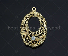 Load image into Gallery viewer, Filigree Gold Lacy Charm with CZ, Dianmond/Teardrop/Oval Shape Brushed Gold Twisted Wire Pendants for Earrings necklace making, sku#CP10