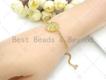 Load image into Gallery viewer, CZ Micro Pave Face On Round Coin Connector Beads, Cubic Zirconia Connector, Dainty Gold Medallion Connector,,18x22mm,Sku#LK226
