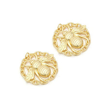 Load image into Gallery viewer, CZ Gold Bee On Round Link Charm, Sku#LK789