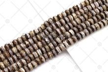 Load image into Gallery viewer, Quality DZI Brown Cream White Agate Beads, Rondelle with One line Tibetan Agate Beads, 8x12mm/12x16mm Agate,15'' Full Strand, SKU#U1181