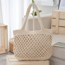 Load image into Gallery viewer, Handwoven Straw Tote Bag | Cotton Rope Beach Bag for Women | Lightweight Summer Tote