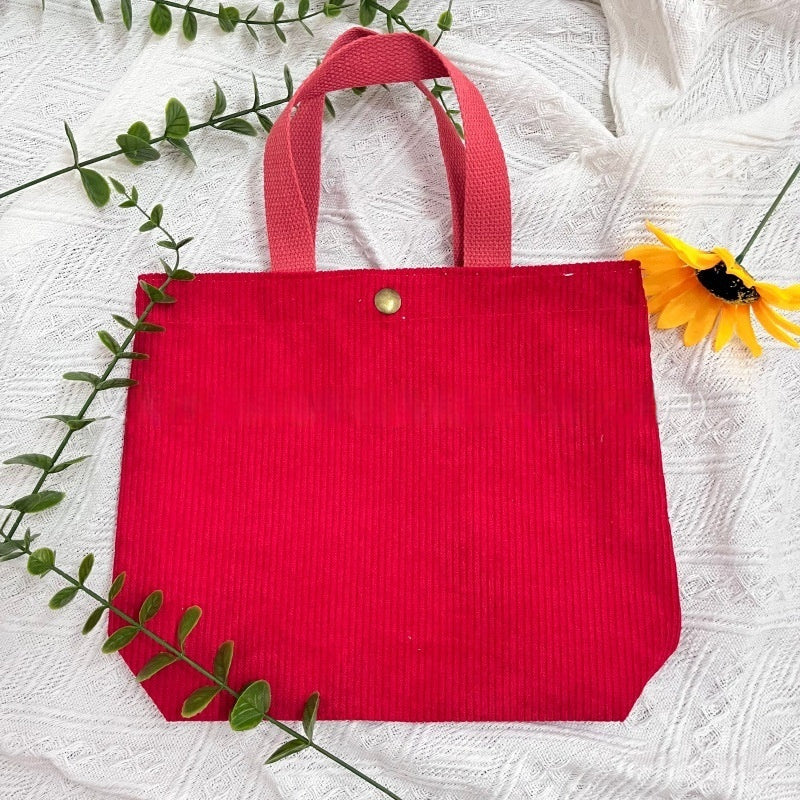 Women's Canvas Tote Bag - Minimalist Double-Sided Print Shoulder Bag with Embroidered Logo