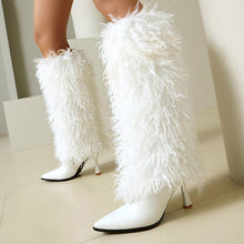 Load image into Gallery viewer, Women's Fuzzy High Heel Booties - Pointed Toe Stiletto Ankle Boots