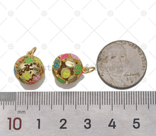 Load image into Gallery viewer, Colorful Enamel Flower/Star/Smiley Face On Round Ball Shape Pendant,18K Gold Filled Ball Charm, Necklace Bracelet Charm Pendant, Sku#LD181