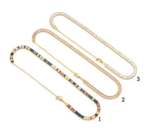 Load image into Gallery viewer, Thick Baguette CZ Tennis Chain Necklace,Sku#LD349