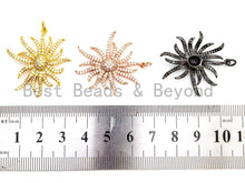 Load image into Gallery viewer, CZ Micro Pave Sunburst Pendant/Charm, Cubic Zirconia Pave Pendant, 30x32mm,sku#F352