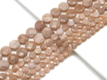 Load image into Gallery viewer, Natural Quality Faceted Coin Peach Moonstone Beads, Sku#HY5