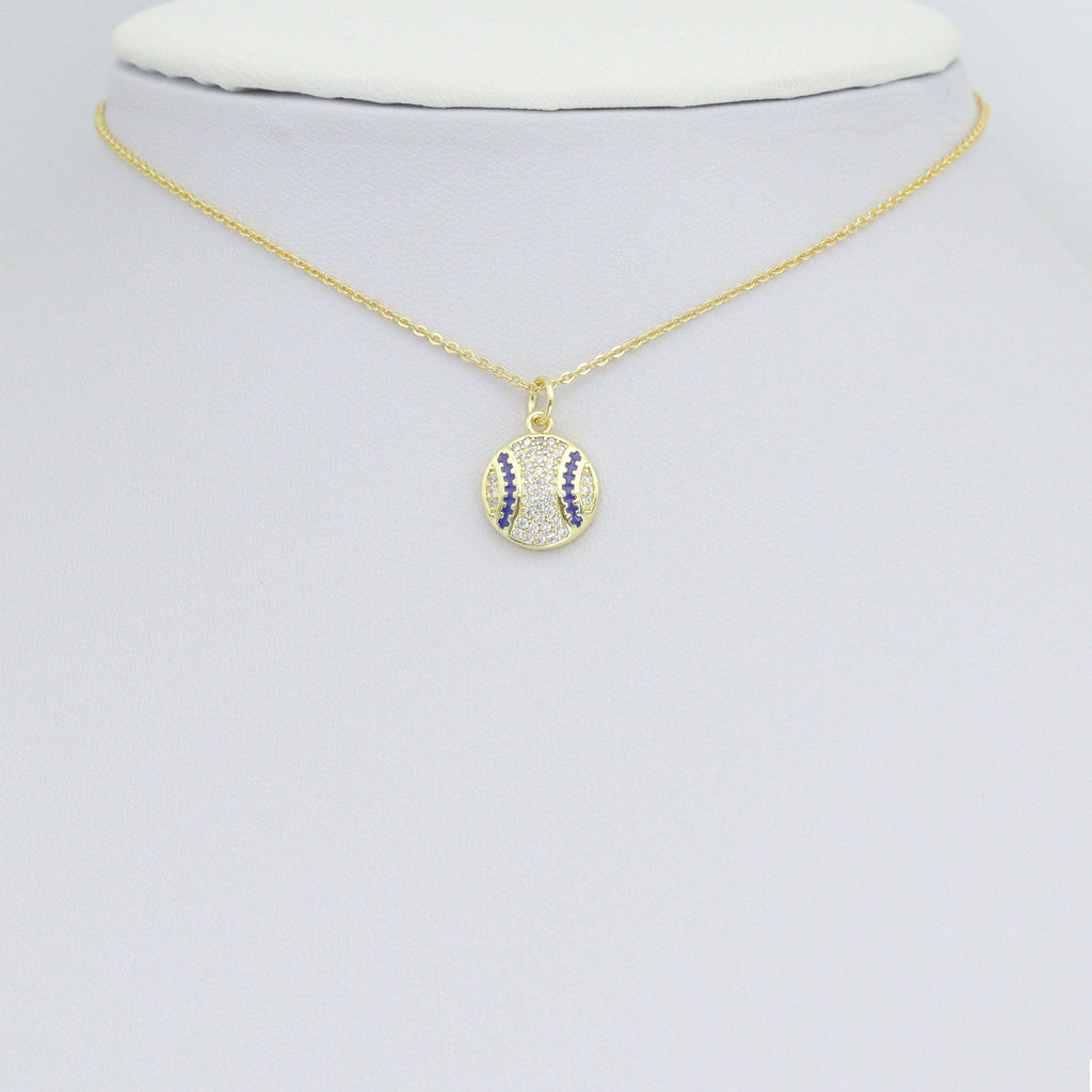 CZ Enamel baseball Charm Pendant, Sku#LK1188