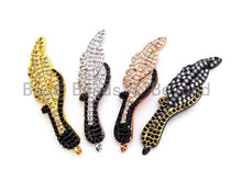 Load image into Gallery viewer, Dual Color Plated, CZ Micro Pave Leaf/Feather Pendant, Cubic Zirconia Pendant, 10x36mm, 1pc, SKU#F350