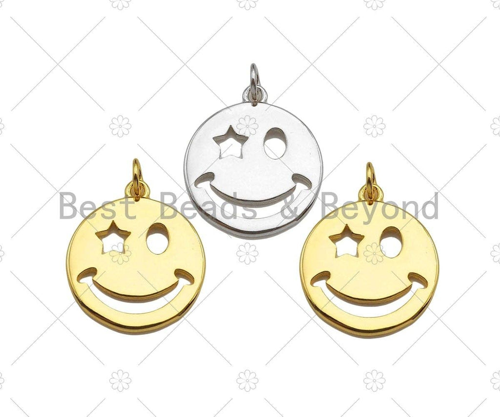 Dainty Gold/Silver Smiley Cute Face Shape Pendant/Charm, Smiley Face Medallion Charm,Necklace Bracelet Charm Pendant,20x18mm, Sku#LK241