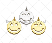 Load image into Gallery viewer, Dainty Gold/Silver Smiley Cute Face Shape Pendant/Charm, Smiley Face Medallion Charm,Necklace Bracelet Charm Pendant,20x18mm, Sku#LK241
