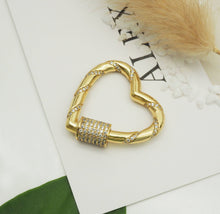 Load image into Gallery viewer, CZ Heart Screw Clasp, Sku#H334