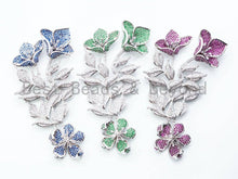 Load image into Gallery viewer, Large CZ Pave Cobalt/Green/Fuchsia Flower Pendant, sku#L170