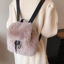 Load image into Gallery viewer, Plush Drawstring Flap Backpack