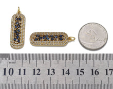 Load image into Gallery viewer, Gold Cobalt CZ Long Oval Bar Charm, Sku#LK699