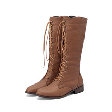 Load image into Gallery viewer, Women's Denim Mid-Calf Rider Boots | Square Heel Side Zip Fashion Boots