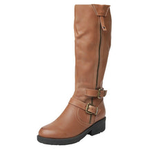 Load image into Gallery viewer, Women's Plus-Size Chunky Sole Boots | Side Zipper Cowhide Leather High Shaft